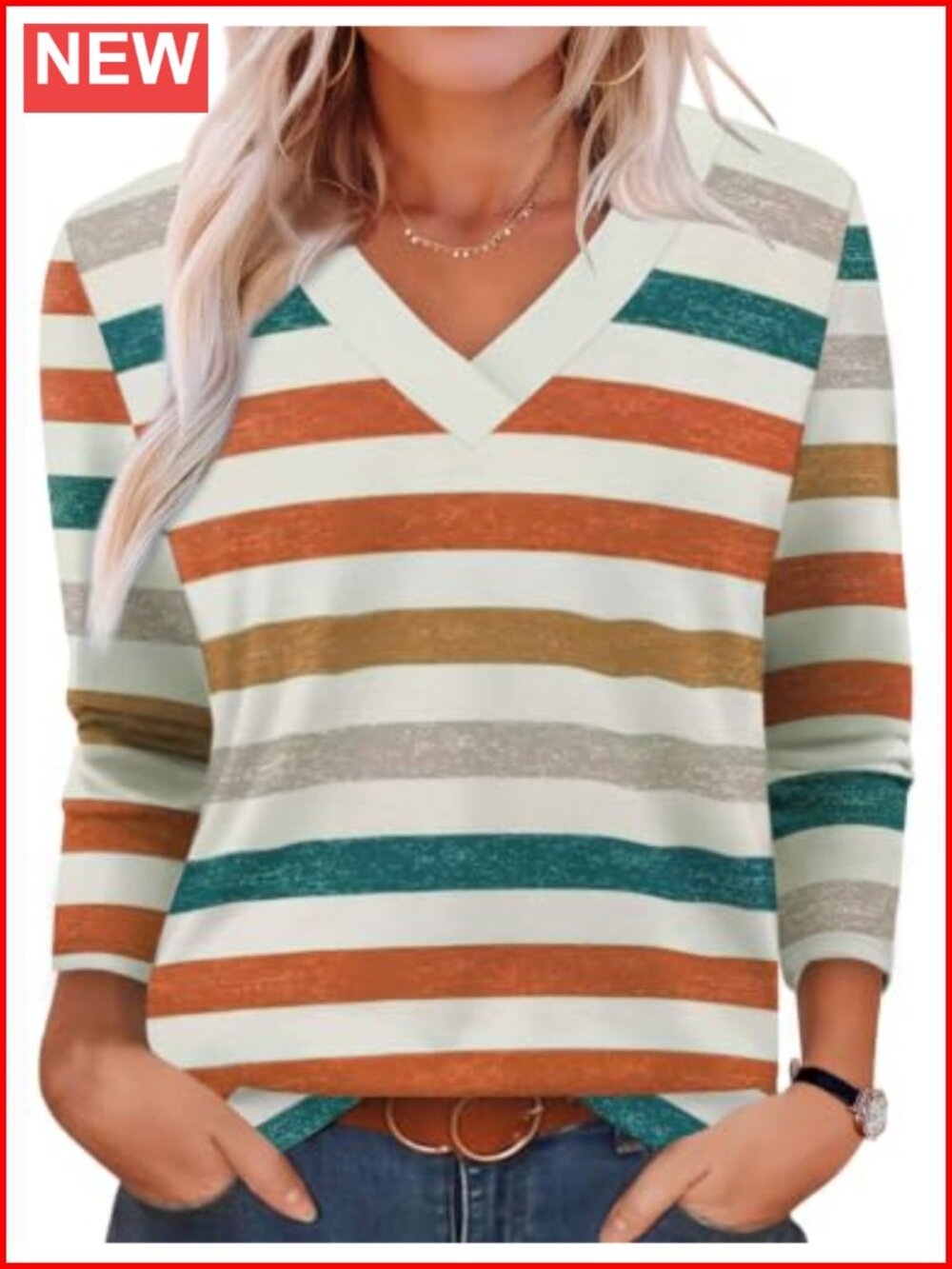 Women's Loose Fit V Neck Tunic Top Long Sleeve Basic Fall Shirt
